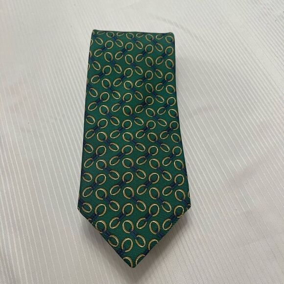 Brooks Brothers Makers Green Horsebit Geometric Silk Tie Necktie - Picture 1 of 6